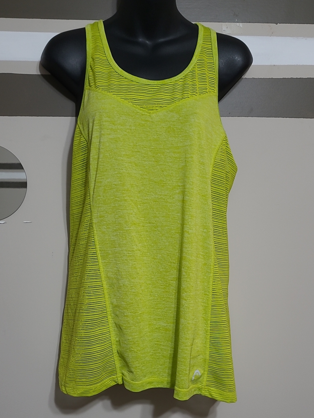 ⭐️ HEAD Neon Yellow Athletic Racerback Tank Top Sz Small